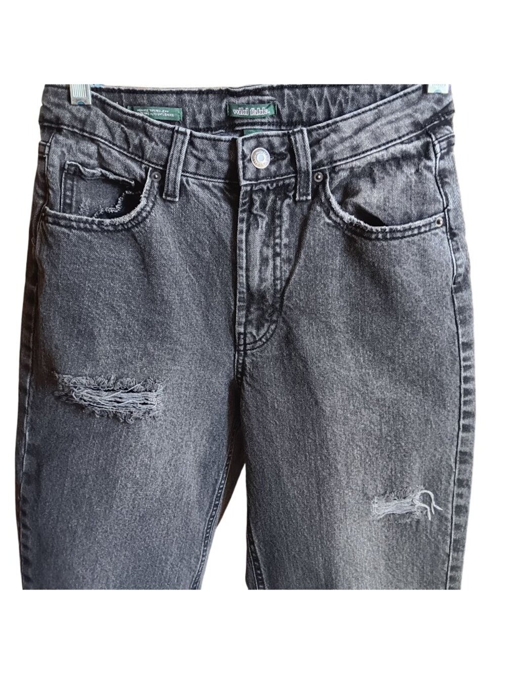 sz 4 Wild Fable Jeans 26x26 High-Rise Tapered Gray Distressed Distress Fade